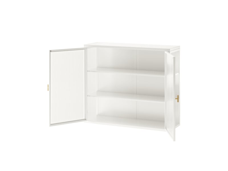  Meuble mural 2 portes 70 x 23 x 60 cm – blanc – 3 niveaux de rangement, pose murale ou au sol  - Conforama D