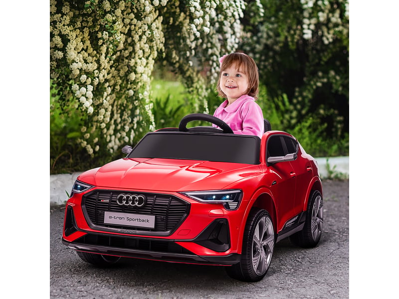  Voiture électrique audi e-tron sportback sous licence, 12 v, 5 kmh, télécommande 2,4g, phares led, musique, usb mp3  - Conforama D