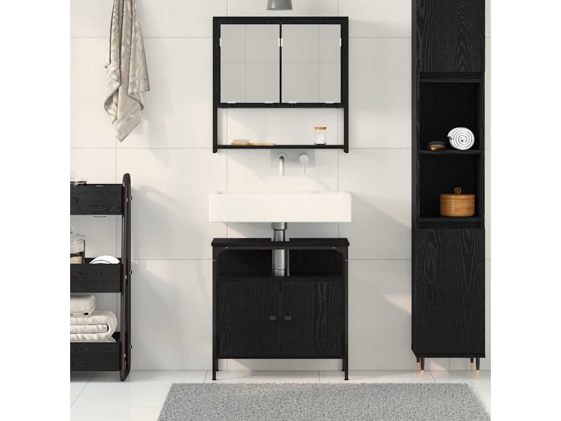 Ensemble de mobilier de salle de bain 2 pièces noir cf64237 - Conforama D