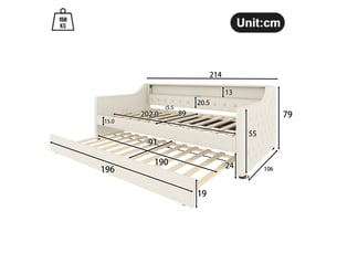 Lit mezzanine 90x200 cm <strong></strong>  <strong></strong> coloris beige