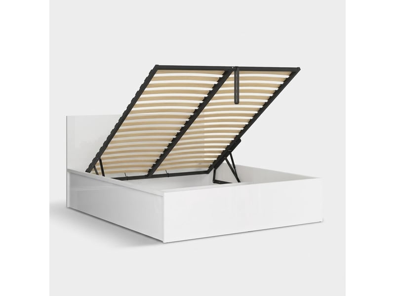  Lit coffre double 160x200 avec sommier tetrix - blanc  - Conforama C