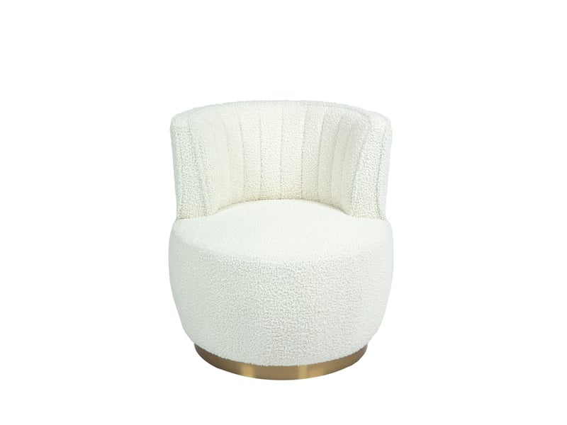  Fauteuil pivotant à 360° en tissu teddy blanc  - Conforama A