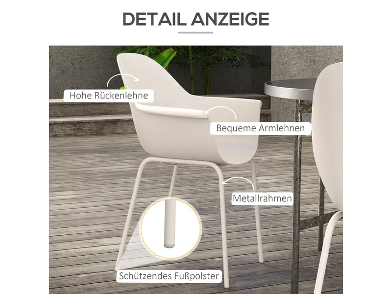 Lot de 4 chaises de jardin en plastique et métal gris 59 x 55 x 84 cm  - Conforama E