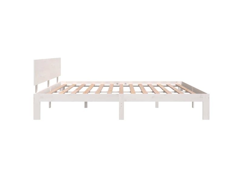  Lit double- lit adulte -  cadre de lit sans matelas blanc bois massif de pin 200x200 cm  - Conforama D