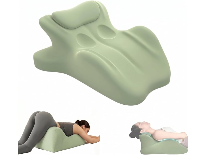 Coussin wedge en mousse à mémoire de forme, inclinaison 27°, support ergonomique pour dos, cou et jambes, vert, 59x46x24 cm - Conforama A