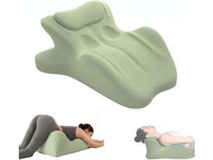 Coussin wedge en mousse à mémoire de forme, inclinaison 27°, support ergonomique pour dos, cou et jambes, vert, 59x46x24 cm