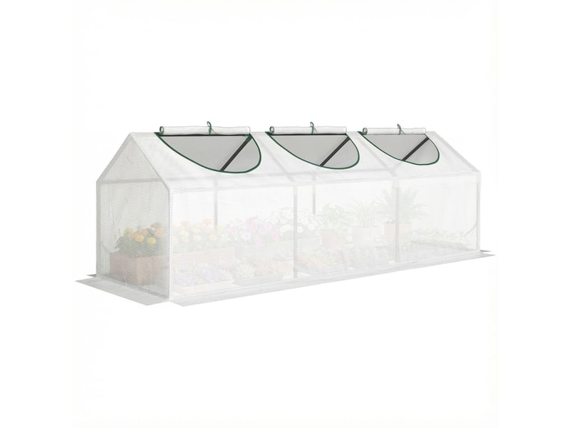  Serre de jardin mini serre 3 fenêtres enroulables couverture en pe haute densité 140 gm² 180 x 60 x 60 cm blanc  - Conforama A