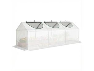 Serre de jardin mini serre 3 fenêtres enroulables couverture en pe haute densité 140 gm² 180 x 60 x 60 cm blanc