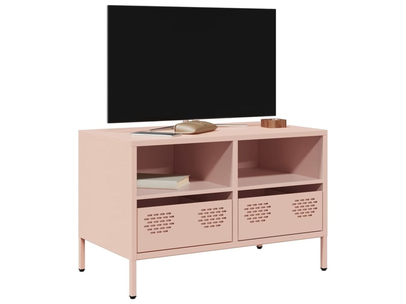  Meuble tv - banc tv - meuble de rangement rose 68x39x43,5 cm acier laminé à froid  - Conforama B
