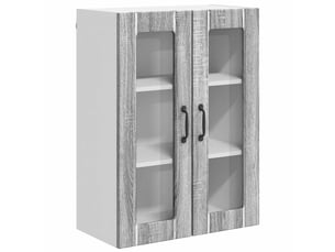 Meuble mural de cuisine, cabinet en verre mural sonoma gris 60x31x80cm