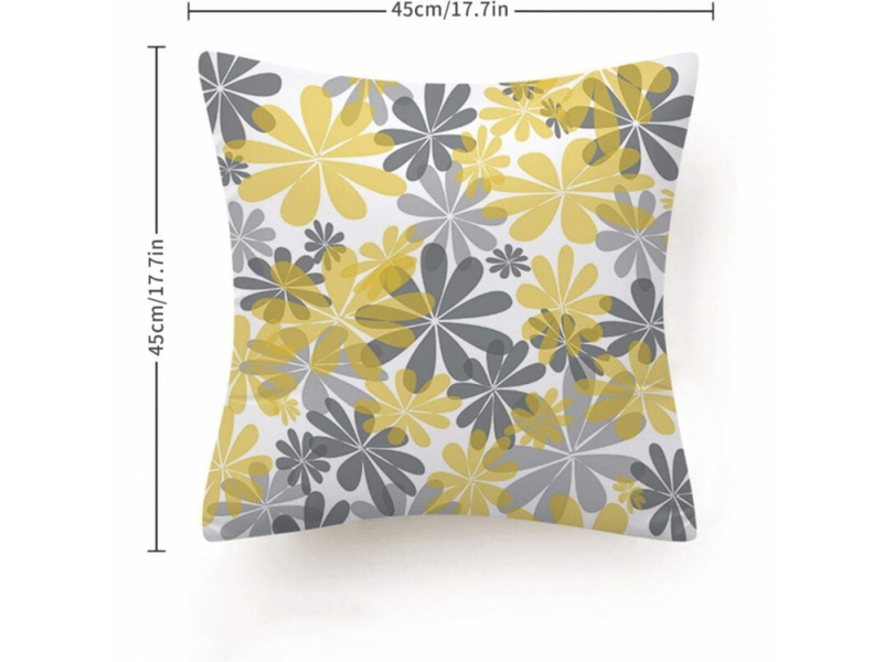  Lot de 4 housse coussin, fleur taie d'oreiller pour canapé maison salon chambre décoration d'intérieur 45 x 45 cm daisy - 45 x 45 cm, jaune  - Conforama E