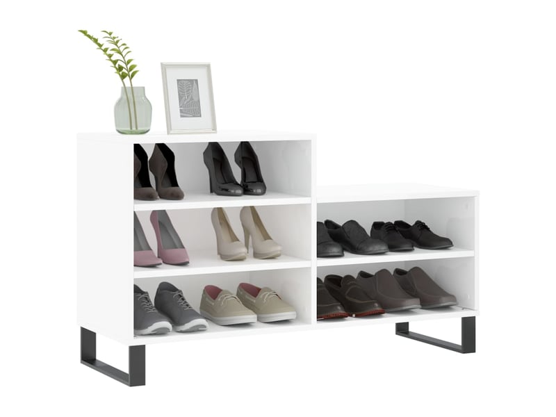  Meuble à chaussure blanc brillant 102x36x60 cm bois ingénierie shl7115  - Conforama C
