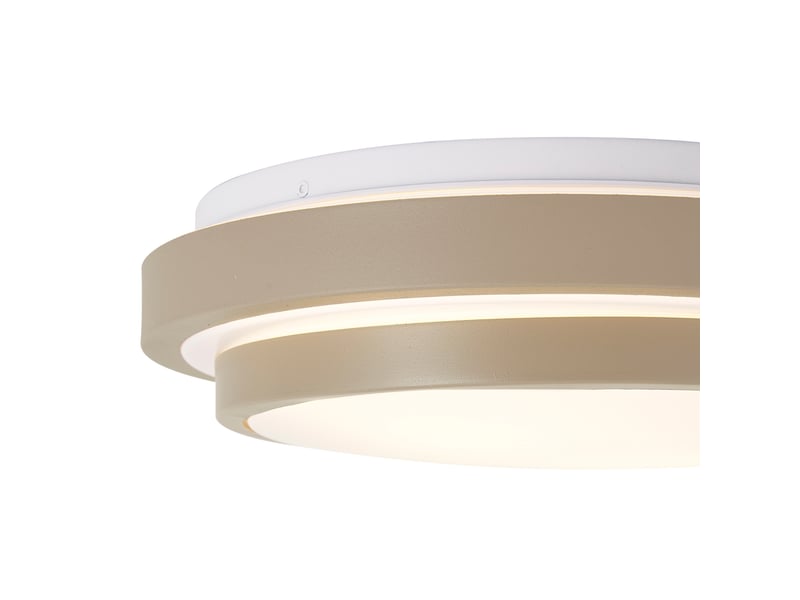 Moderne plafondlamp taupe met wit 34cm ip44 - walden  - Conforama D