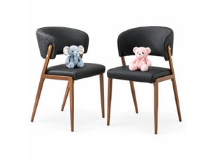 Chaise de salle à manger rembourrée avec dossier ergonomique  - pieds en métal, simili cuir noir