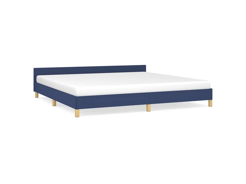  Lit double- lit adulte -  cadre de lit avec tête de lit sans matelas bleu 200x200cm tissu  - Conforama A