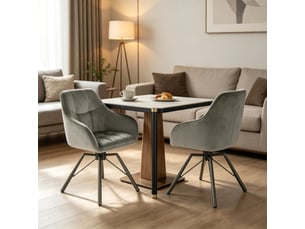 Chaises de salle à manger pivotantes 360° lot de 2 avec accoudoirs  - velours métal gris foncé