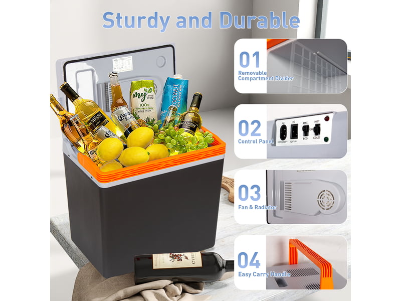 30l glacière électrique portable, pour refroidir et garder au chaud, mini-frigidaire 12v et 230v, mode éco, pour voiture, camion, bateau, camping-car et prise de courant 9HOM10415 - Conforama E