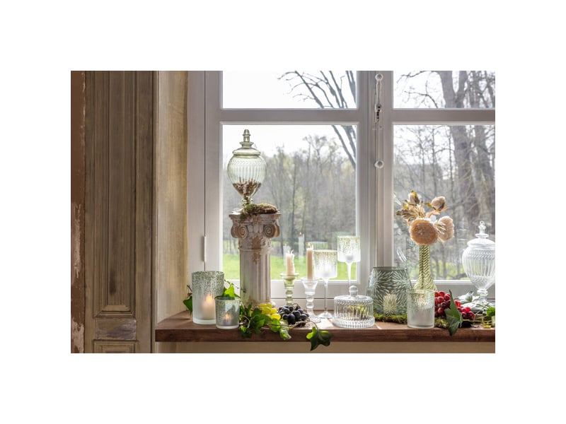 Photophore relief en verre anouk 18cm kaki  - Conforama C