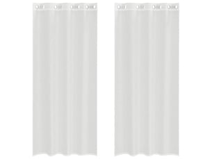 Lot de 2 rideaux en voile, voilages avec œillets blanc cf44343