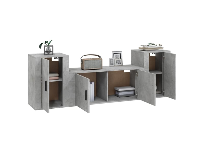  Ensemble de meubles tv 3 pcs gris béton bois d'ingénierie shl6816  - Conforama C