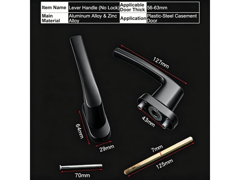  Poignee de fenetre,poignée de fenêtre, poignées de fenêtre à clé en aluminium noir  - Conforama C