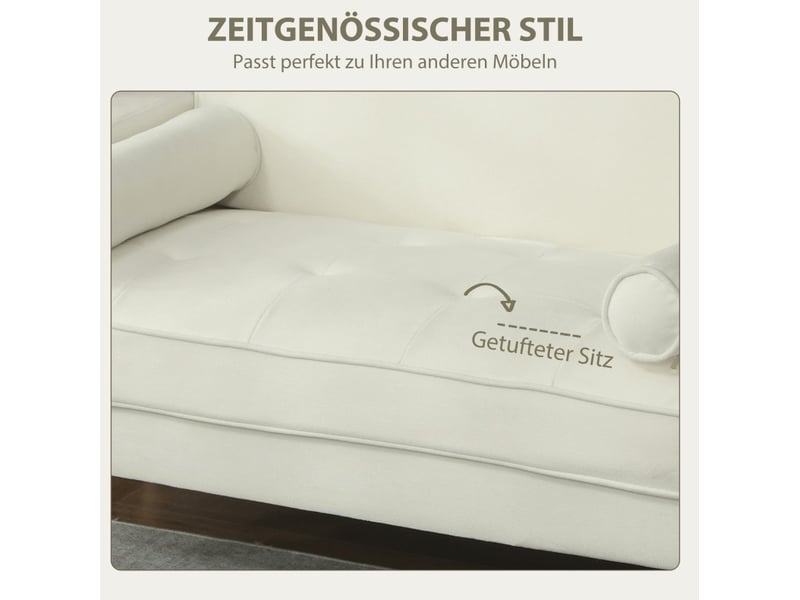  Canapé droit 130x74,5x82cm 2 places, allure moderne, assise confortable, meuble de salon, revêtement polyester, blanc  - Conforama E