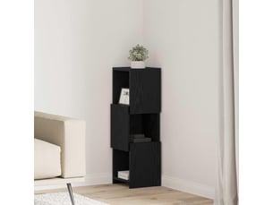 Meuble d'angle, meuble de rangement salon 25,5x25x80cm bois d'ingénierie chêne noir