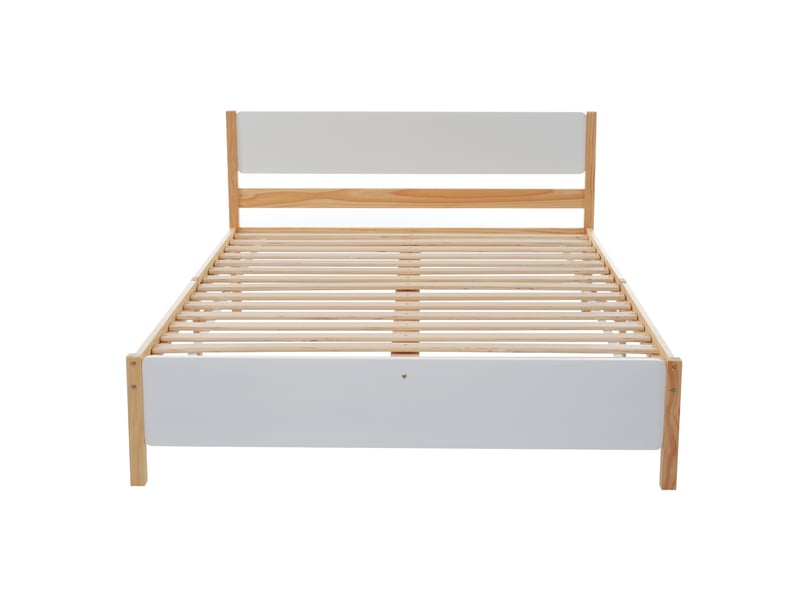  Cadre de lit sans matelas 140x200 cm bois massif pin, lit, meuble de chambre à coucher, lit en bois, lit double  - Conforama E
