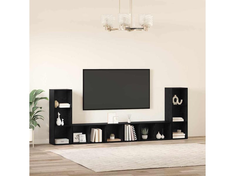  Ensemble meuble tv - banc tv - meuble de rangement 4 pcs chêne noir bois d'ingénierie  - Conforama D