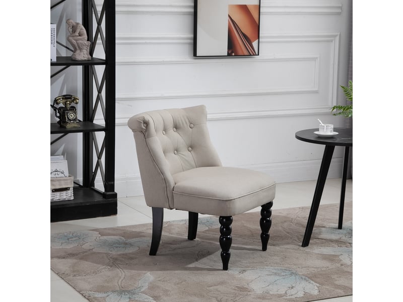  Fauteuil relax vintage,67x67x78 cm,avec pieds réglables,lin,beige  - Conforama B
