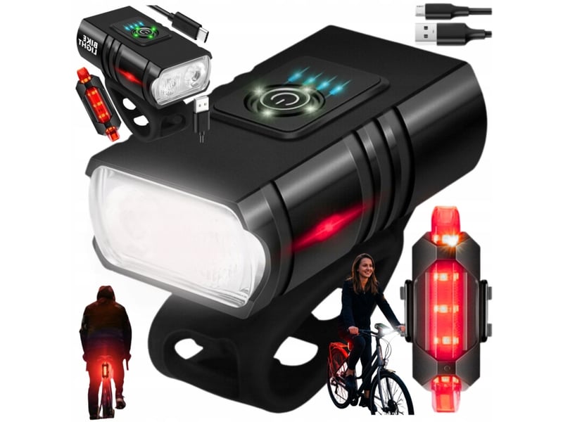 Éclairage vélo led usb rechargeable étanche avant arrière, aluminium robuste, sécurité nuit ville route - Conforama A