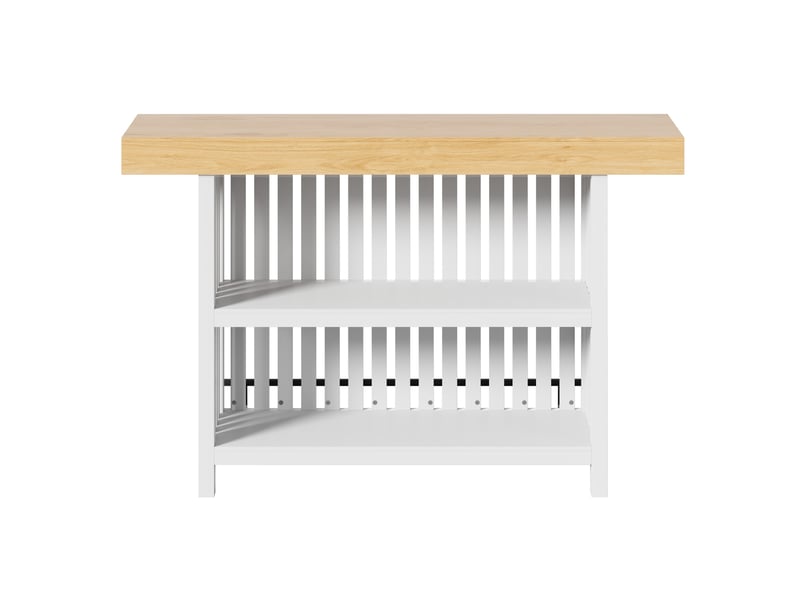 Table de bar avec repose-pieds et 2 étagères 160x40x105 cm en mdf blanc - Conforama R