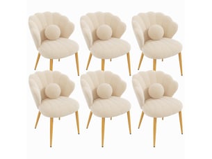 Lot de 6 chaises de salle à manger 60 x 62,5 x 83 cm beige, tissu peluche, coussins décoratifs inclus