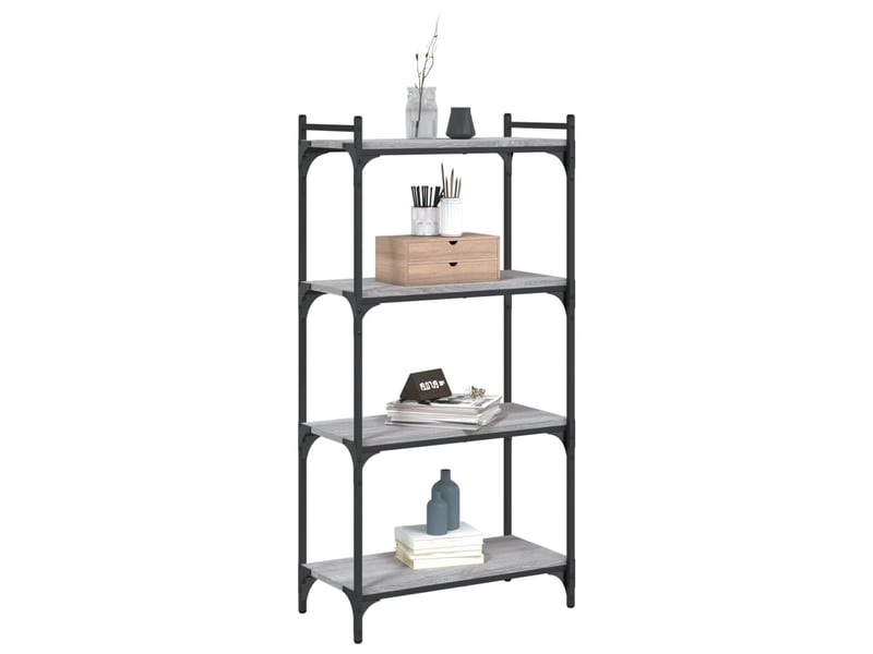  Bibliothèque à 4 niveaux, armoire à livres sonoma gris 60x30x120 cm  - Conforama C