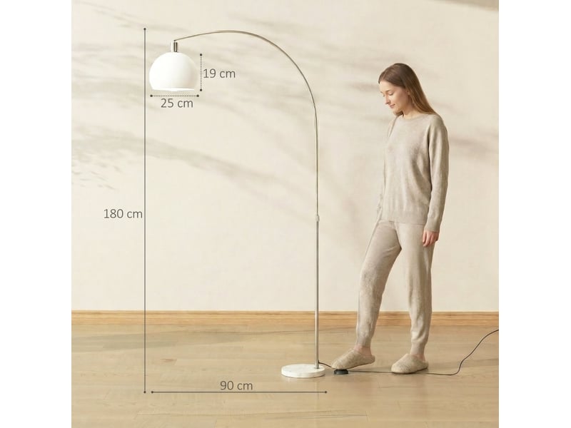 Lampadaire 90x26x180 cm en métal avec interrupteur au pied blanc chicfurn - Conforama D