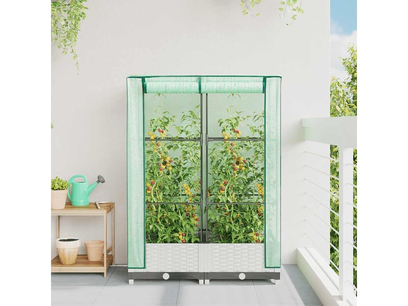 Jardinière - bac à fleurs surélevée avec housse aspect rotin 80x40x123 cm - Conforama C