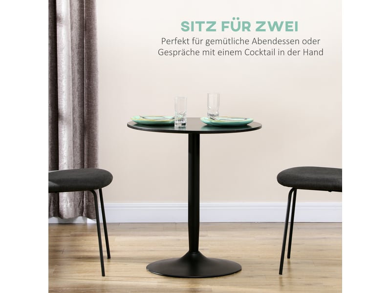  Table de salle à manger ronde pour 2 personnes avec pied central antidérapant, noire pour petits espaces, ø70 × 75 cm  - Conforama E