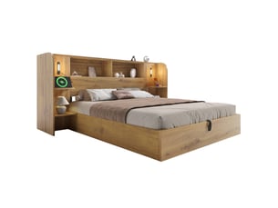 Lit coffre 180x200 cm OOIILLEE  Luxe haut de gamme coloris bois clair
