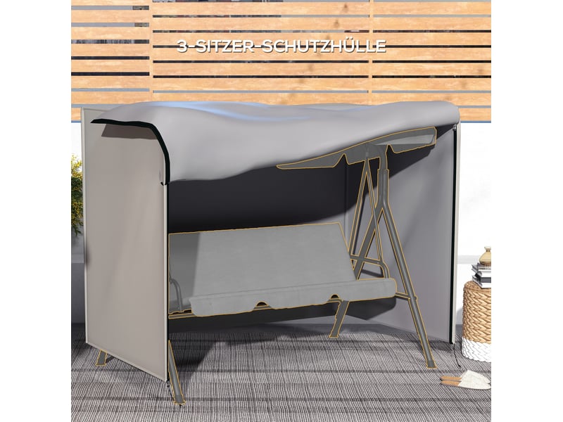  Housse de protection pour balançoire de jardin 205 x 124 x 164 cm – grise – imperméable et zippée avec fixation au sol  - Conforama E