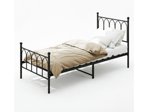 Lit simple 90x200 cm <strong>BEAOK</strong>  <strong></strong> coloris noir