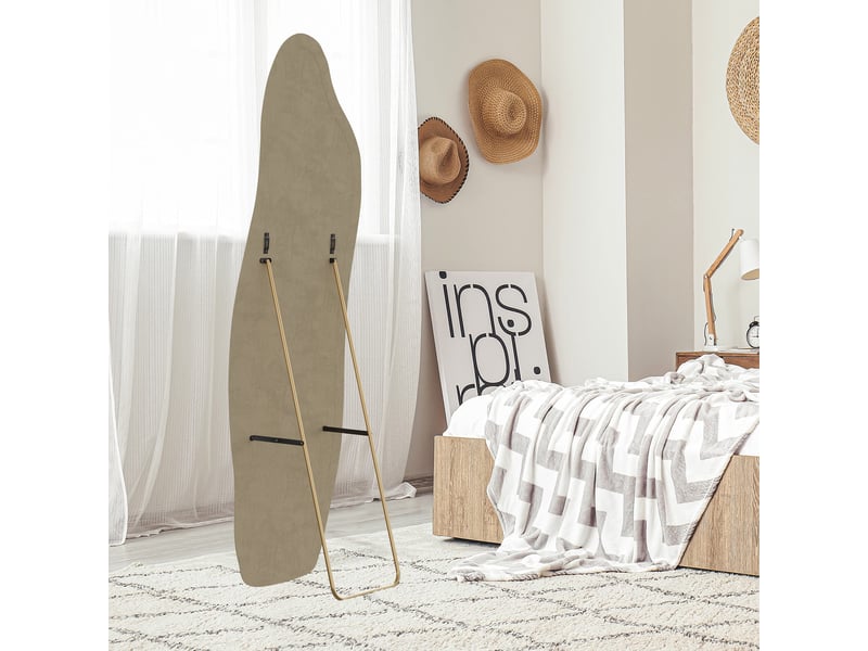 Miroir sur pied - 160x50cm - design irrégulier - cadre velours - miroir psyché pleine longueur incassable - jaune - Conforama D
