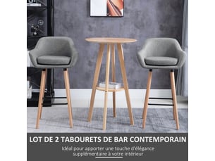 Tabourets de bar design scandinave - lot de 2 tabourets de bar grand confort avec gris repose-pieds foncé