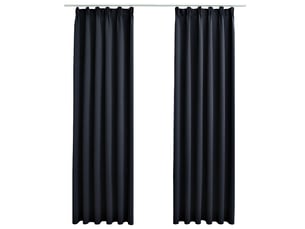 Lot de 2 rideaux occultants, rideaux black-out avec crochets anthracite 140x245 cm cf44866