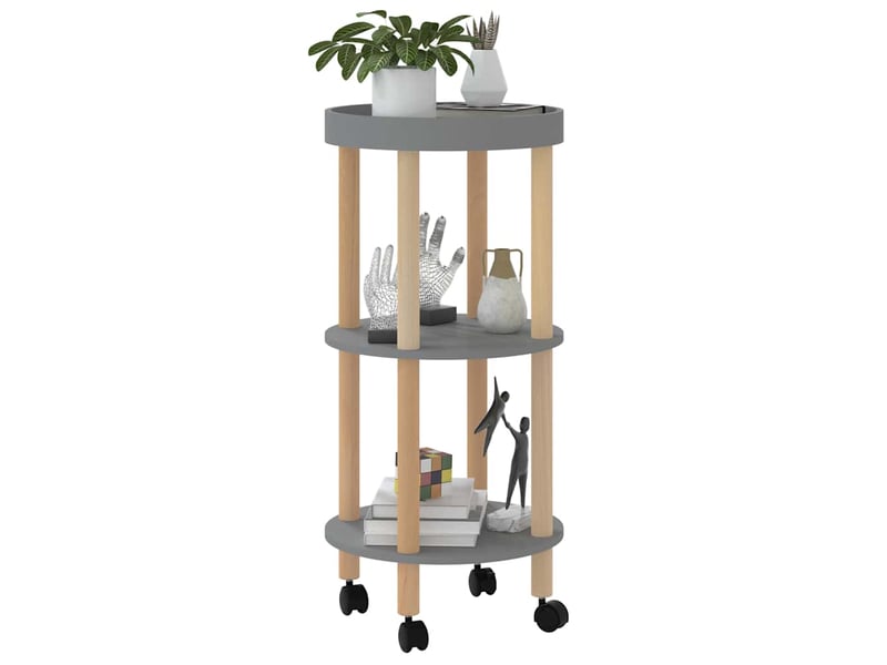  Desserte de cuisine, chariot à 3 niveaux gris 38x38x82 cm bois d'ingénierie et pin  - Conforama C