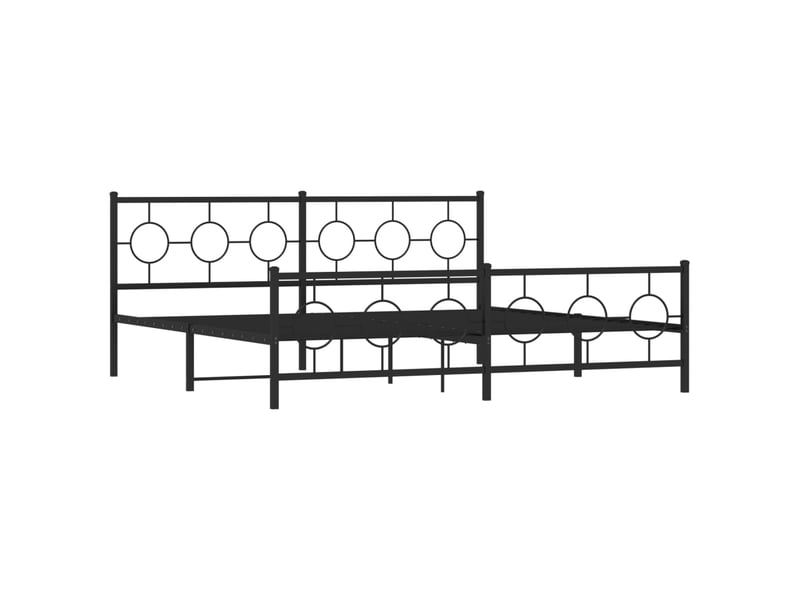 Lit double- lit adulte - cadre de lit métal sans matelas avec pied de lit noir 200x200cm - Conforama B