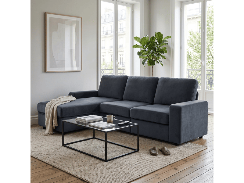  Canapé d'angle multifonction avec rangement 245,5 cm 3 places méridienne réversible  - Conforama E