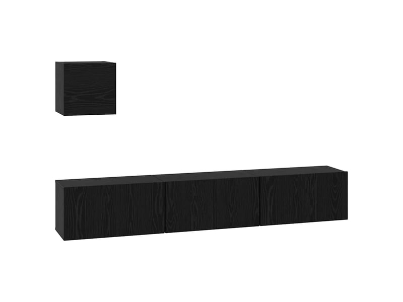 Ensemble meuble tv - banc tv - meuble de rangement 4 pcs chêne noir bois d'ingénierie  - Conforama A