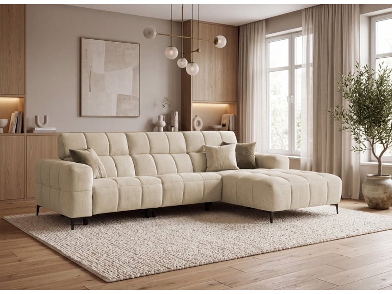  Canapé d'angle relax électrique en velours texturé taupe edelmira - angle droit KM7965-3M-TAU - Conforama B