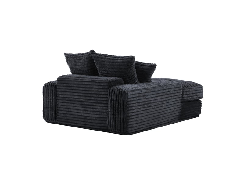  Méridienne modenvie en velours côtelé gris 135 x 165 cm avec 4 coussins  - Conforama A