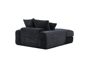 Méridienne modenvie en velours côtelé gris 135 x 165 cm avec 4 coussins